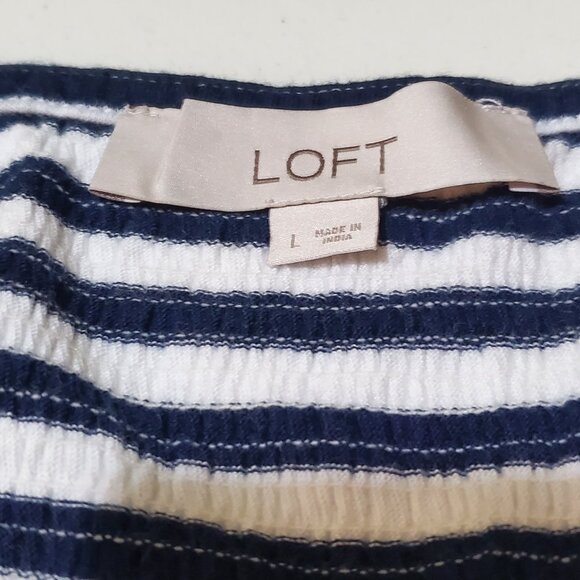 Loft Navy Striped Sleeveless Top with tie bottom - Picture 3 of 5